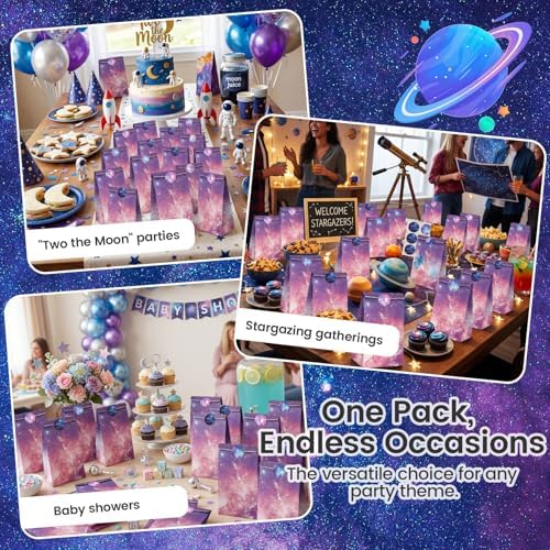 Bolsas de Fiesta Galaxy LovesTown - 24 Piezas con Stickers, 8.7x4.7x3.1, Tema Espacial para Cumpleaños de Niños y Decoraciones de Fiesta de - imagen 7