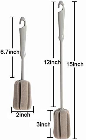 Paquete de 2 Cepillos para Botellas: 1 Largo y 1 Corto, Esponja para Copas de Vino, con Gancho Sin Rastro - imagen 2