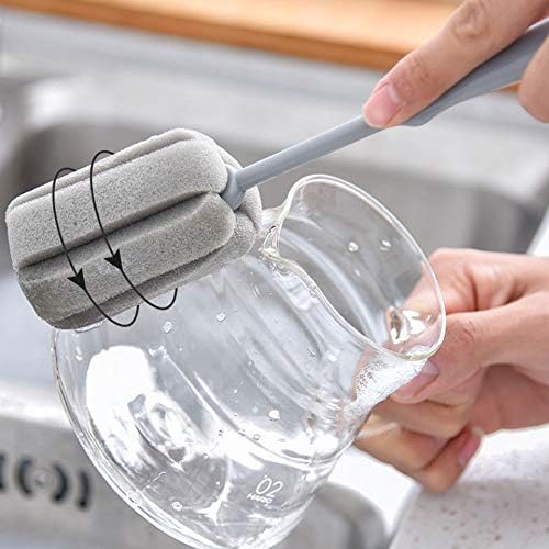 Paquete de 2 Cepillos para Botellas: 1 Largo y 1 Corto, Esponja para Copas de Vino, con Gancho Sin Rastro - imagen 4