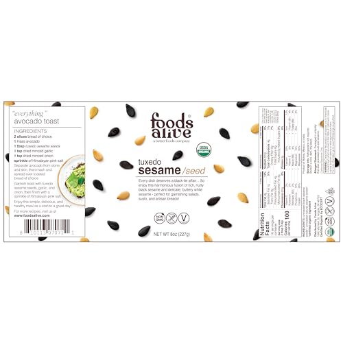 Frasco de Semillas de Sésamo Tuxedo Orgánicas Foods Alive, 8 oz (227 g) - imagen 2