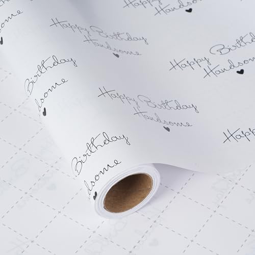 Papel de Regalo de Cumpleaños ZINTBIAL para Hombres - Diseño Feliz Cumpleaños para Amigo Especial, Esposo, Novio - 17 Pulgadas x 16.5 Pies, Líneas de - imagen 1