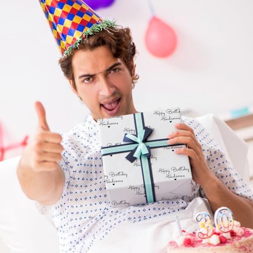 Papel de Regalo de Cumpleaños ZINTBIAL para Hombres - Diseño Feliz Cumpleaños para Amigo Especial, Esposo, Novio - 17 Pulgadas x 16.5 Pies, Líneas de - imagen 2