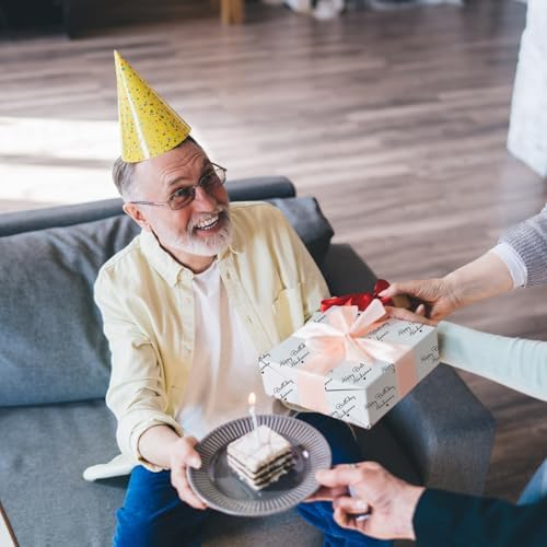 Papel de Regalo de Cumpleaños ZINTBIAL para Hombres - Diseño Feliz Cumpleaños para Amigo Especial, Esposo, Novio - 17 Pulgadas x 16.5 Pies, Líneas de - imagen 4