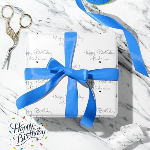 Papel de Regalo de Cumpleaños ZINTBIAL para Hombres - Diseño Feliz Cumpleaños para Amigo Especial, Esposo, Novio - 17 Pulgadas x 16.5 Pies, Líneas de - imagen 5