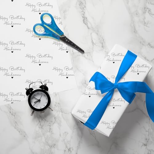 Papel de Regalo de Cumpleaños ZINTBIAL para Hombres - Diseño Feliz Cumpleaños para Amigo Especial, Esposo, Novio - 17 Pulgadas x 16.5 Pies, Líneas de - imagen 6