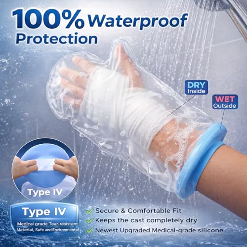Cubierta Impermeable para Yeso de Mano UpGoing - Protector de Silicona sin Anillo, Fácil de Poner con una Mano, Reutilizable para Ducha y Natación, - imagen 2