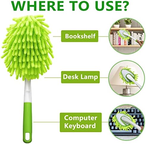 Duster de Microfibra de 13 Pulgadas con 4 Cabezas Lavables, Ideal para Limpiar Ventanas, Mesas, Autos, Muebles y Más - imagen 4