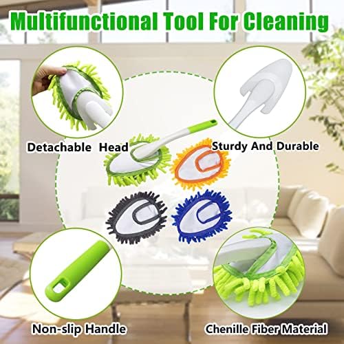 Duster de Microfibra de 13 Pulgadas con 4 Cabezas Lavables, Ideal para Limpiar Ventanas, Mesas, Autos, Muebles y Más - imagen 6