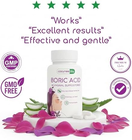 Cápsulas de Ácido Bórico Cosynee para Mujeres con Aloe Vera – 60 Cápsulas de 650mg – Soporte para la Higiene Femenina - imagen 4