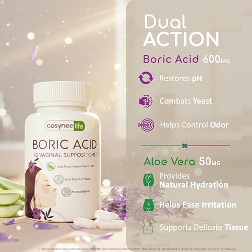 Cápsulas de Ácido Bórico Cosynee para Mujeres con Aloe Vera – 60 Cápsulas de 650mg – Soporte para la Higiene Femenina - imagen 5