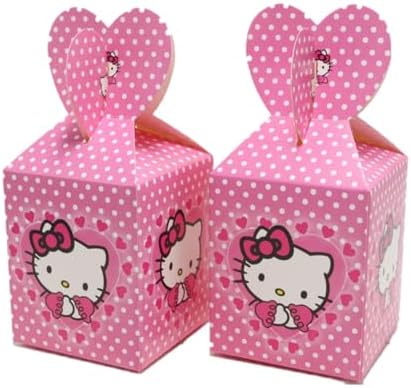 Caja de Regalo de 12 Piezas Hello Pink Cat - Cajas de Palomitas y Dulces para Fiesta de Cumpleaños, Decoraciones y Sorpresas para Niños y Adultos - imagen 1