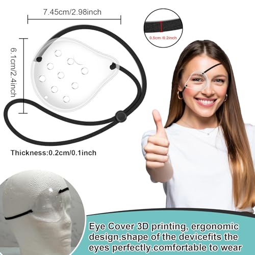 FOWSRHRG 2 piezas de escudo ocular transparente para después de cirugía de cataratas, cubierta respirable para dormir, parche elástico (Negro+Blanco) - imagen 3