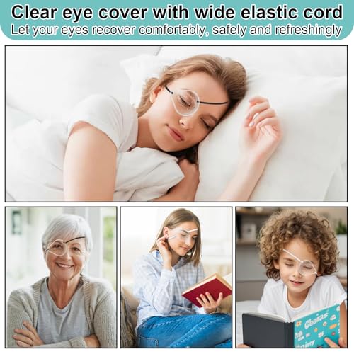 FOWSRHRG 2 piezas de escudo ocular transparente para después de cirugía de cataratas, cubierta respirable para dormir, parche elástico (Negro+Blanco) - imagen 5