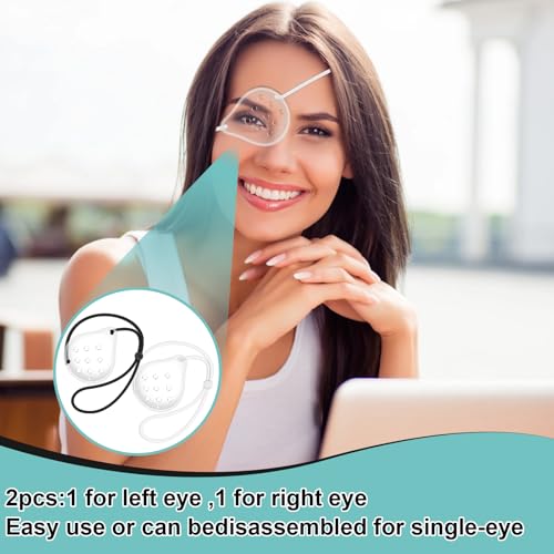 FOWSRHRG 2 piezas de escudo ocular transparente para después de cirugía de cataratas, cubierta respirable para dormir, parche elástico (Negro+Blanco) - imagen 8