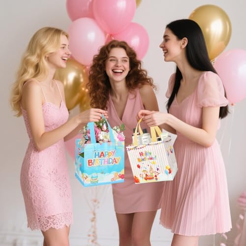 Bolsas de Regalo de Cumpleaños Lanfixilly 6 Piezas, Impermeables y Reutilizables, con Asas para Fiestas de Niños y Adultos - imagen 2
