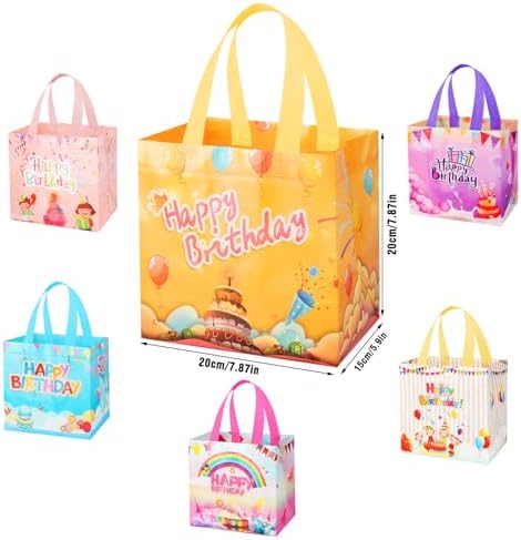 Bolsas de Regalo de Cumpleaños Lanfixilly 6 Piezas, Impermeables y Reutilizables, con Asas para Fiestas de Niños y Adultos - imagen 4