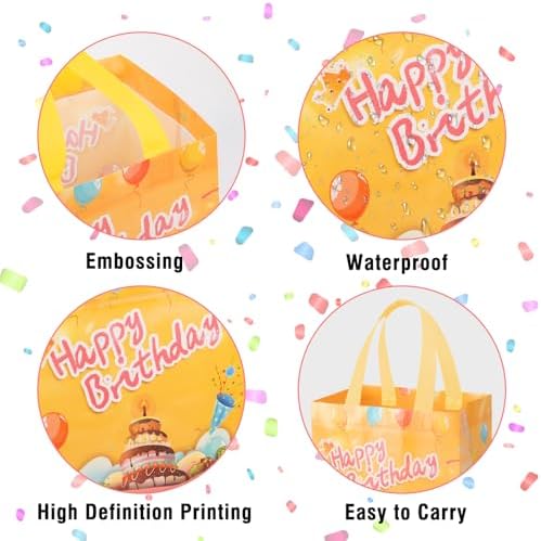 Bolsas de Regalo de Cumpleaños Lanfixilly 6 Piezas, Impermeables y Reutilizables, con Asas para Fiestas de Niños y Adultos - imagen 5