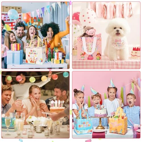 Bolsas de Regalo de Cumpleaños Lanfixilly 6 Piezas, Impermeables y Reutilizables, con Asas para Fiestas de Niños y Adultos - imagen 7