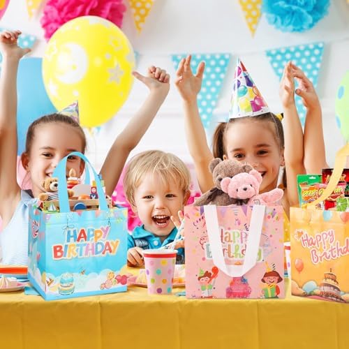 Bolsas de Regalo de Cumpleaños Lanfixilly 6 Piezas, Impermeables y Reutilizables, con Asas para Fiestas de Niños y Adultos - imagen 8