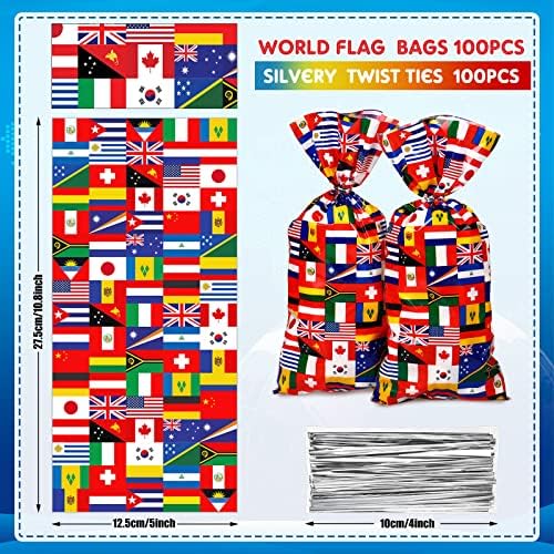 Bolsas de Caramelo Pajean de 100 Piezas con Banderas Internacionales para Fiestas, Eventos y Celebraciones Patrióticas - imagen 2