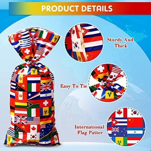 Bolsas de Caramelo Pajean de 100 Piezas con Banderas Internacionales para Fiestas, Eventos y Celebraciones Patrióticas - imagen 3