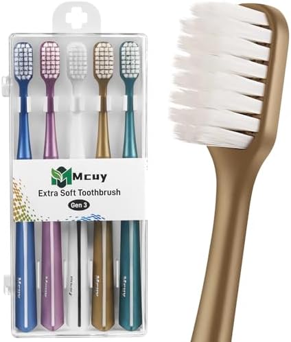 Cepillos de Dientes Mcuy GentleClean Pro Extra Suaves para Adultos - 5 Piezas de Cepillos Manuales con Cerda Súper Ultra Suave para Encías Sensibles - imagen 1