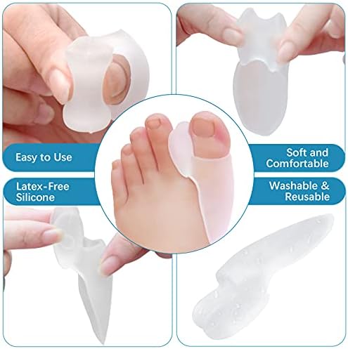 MENOCADY Paquete de 12 Cojines y Protectores para Juanetes, Almohadilla de Gel de 1/2'' de Grosor, Corrector con Separador para el Dedo Grande, - imagen 5