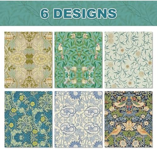 Juego de 12 Hojas de Papel Regalo William Morris | 6 Diseños de Vides Florales en Verde | Papel para Regalos de Cumpleaños, Bodas y Baby Shower, - imagen 2