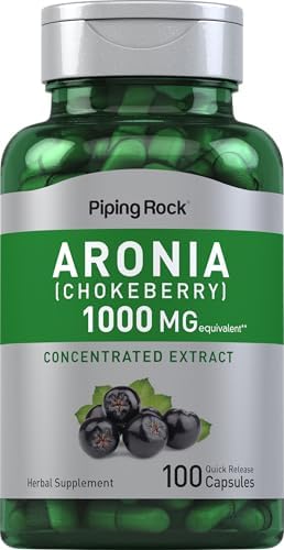 Cápsulas de Aronia Berry Piping Rock | 100 Píldoras | Extracto de Chokeberry | Suplemento Concentrado | Sin OGM, Sin Gluten - imagen 1