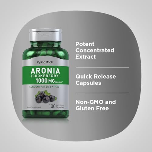 Cápsulas de Aronia Berry Piping Rock | 100 Píldoras | Extracto de Chokeberry | Suplemento Concentrado | Sin OGM, Sin Gluten - imagen 4