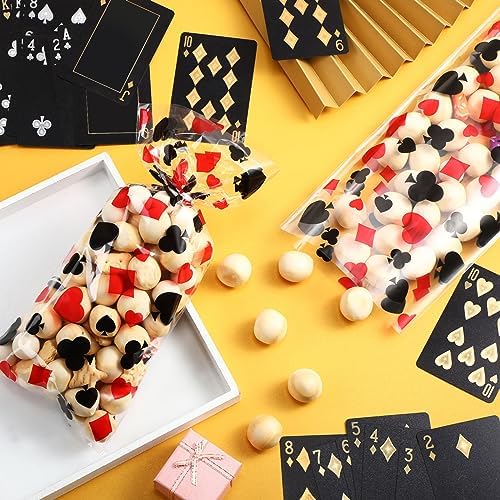 Bolsitas de Celofán para Fiesta de Co Sumind, 100 Piezas, Negro y Rojo, con 100 Cierres Plateados para Suministros de Cumpleaños de Póker - imagen 4