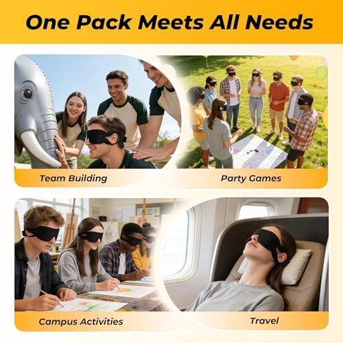 CROUVM Paquete de 30 Máscaras de Dormir Desechables, Antifaces Negros para Juegos de Fiesta, Actividades de Equipo y Viajes para Adultos y Niños - imagen 5