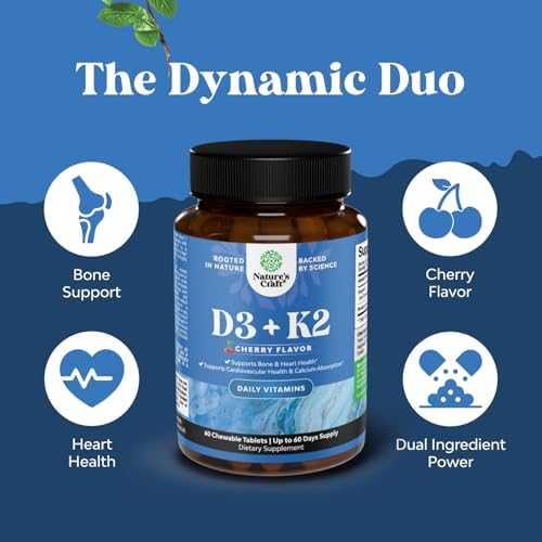 Suplemento de Vitamina D3 con K2 MK7 - Tabletas de Vitamina D3 2000 IU y K2 para Apoyo Inmunológico, Salud Ósea, Salud Cardiaca y Ánimo - VIT - 60 - imagen 6