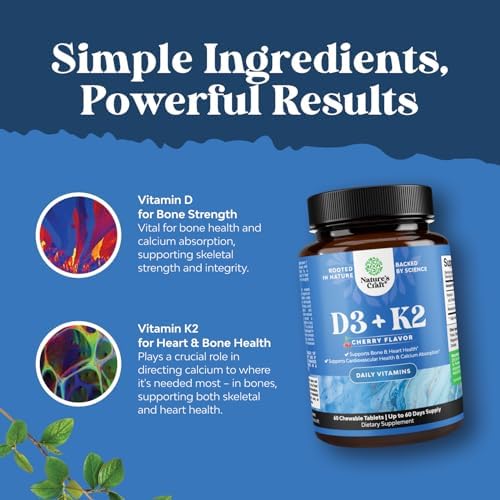 Suplemento de Vitamina D3 con K2 MK7 - Tabletas de Vitamina D3 2000 IU y K2 para Apoyo Inmunológico, Salud Ósea, Salud Cardiaca y Ánimo - VIT - 60 - imagen 7