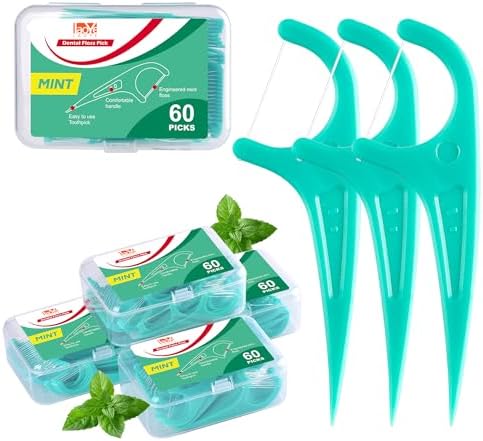 LAOYE Palillos de Hilo Dental, 300 Piezas de Sabor Menta, Incluye 5 Estuches de Viaje, Previene Caries, Elimina Placa y Refresca el Aliento - imagen 1