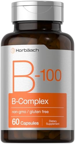 Complejo de Vitamina B-100 Horbäach | 60 Cápsulas | Suplemento Sin OGM y Libre de Gluten - imagen 1