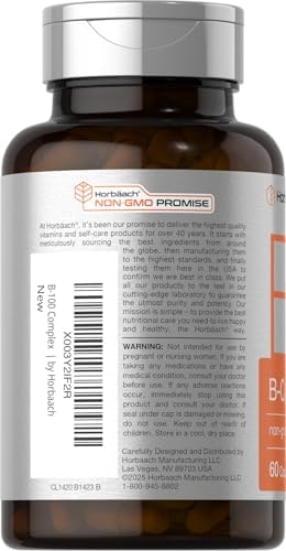 Complejo de Vitamina B-100 Horbäach | 60 Cápsulas | Suplemento Sin OGM y Libre de Gluten - imagen 3