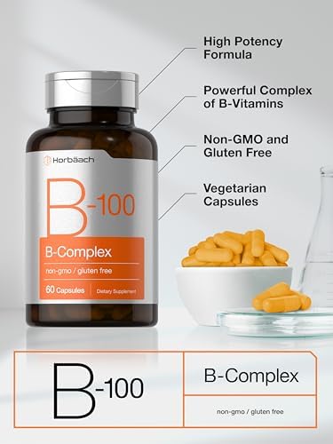 Complejo de Vitamina B-100 Horbäach | 60 Cápsulas | Suplemento Sin OGM y Libre de Gluten - imagen 4