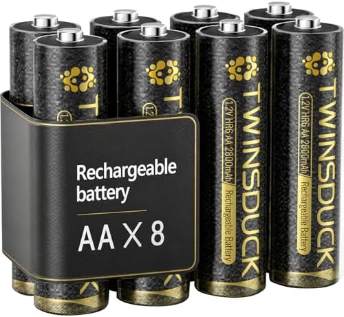 Baterías Recargables TWINSDUCK AA 8 Piezas, 2800mAh NiMH Pre-Cargadas para Control Remoto, Relojes, Juguetes, Linternas y Controladores de Juegos - imagen 1