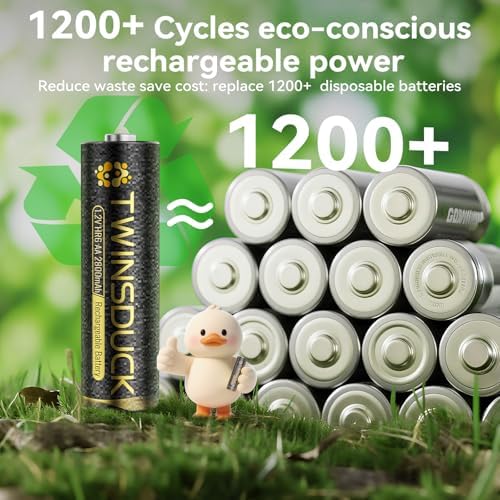 Baterías Recargables TWINSDUCK AA 8 Piezas, 2800mAh NiMH Pre-Cargadas para Control Remoto, Relojes, Juguetes, Linternas y Controladores de Juegos - imagen 4
