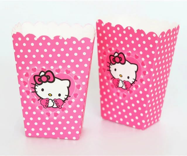 Caja de Palomitas Rosa de Gato Hello Kitty - 12 Piezas, Favor de Cumpleaños, Contenedor de Dulces y Snacks para Niños y Adultos - imagen 1