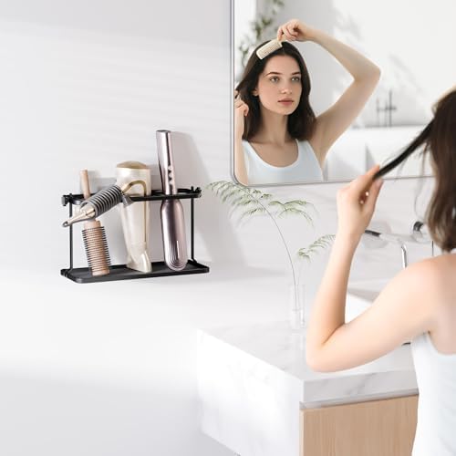 Organizador de Herramientas para Cabello Josmimic - Soporte Adhesivo Montado en Pared para Secadora, Rizador y Plancha - Almacenamiento - imagen 4