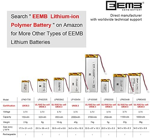 Batería de polímero de litio EEMB 3.7V 250mAh 502030 recargable con conector JST 2.0mm para VXI Blue Parrott - Verifica dispositivo y polaridad antes - imagen 7