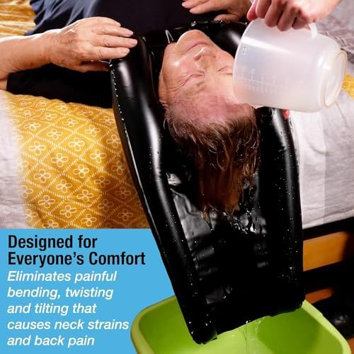 Bandeja Inflable para Lavado de Cabello - Tazón Portátil para Champú sin Derrames - Lavabo para Cortes y Tintes en Casa para Ancianos, Niños y - imagen 4