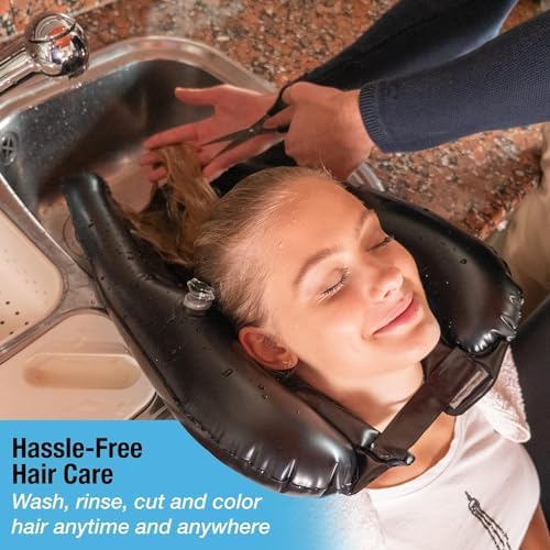 Bandeja Inflable para Lavado de Cabello - Tazón Portátil para Champú sin Derrames - Lavabo para Cortes y Tintes en Casa para Ancianos, Niños y - imagen 5
