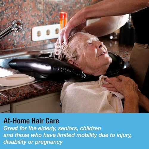 Bandeja Inflable para Lavado de Cabello - Tazón Portátil para Champú sin Derrames - Lavabo para Cortes y Tintes en Casa para Ancianos, Niños y - imagen 6
