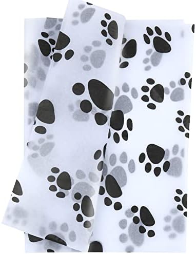 30 Piezas de Papel de Seda para Empaque, 20x14in con Diseño de Huellas de Perro, Papel Bonito para Fiestas de Navidad, Bodas y Manualidades (Fondo - imagen 1