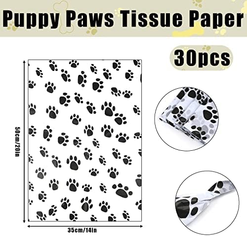 30 Piezas de Papel de Seda para Empaque, 20x14in con Diseño de Huellas de Perro, Papel Bonito para Fiestas de Navidad, Bodas y Manualidades (Fondo - imagen 2