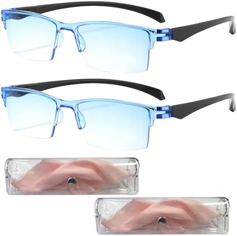 Gafas de lectura inteligentes AQOYNQ 2PCS con zoom automático y anti-luz azul, autoajustables, para hombres y mujeres (Gradiente Azul) - imagen 1