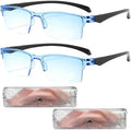 Gafas de lectura inteligentes AQOYNQ 2PCS con zoom automático y anti-luz azul, autoajustables, para hombres y mujeres (Gradiente Azul) - imagen 1